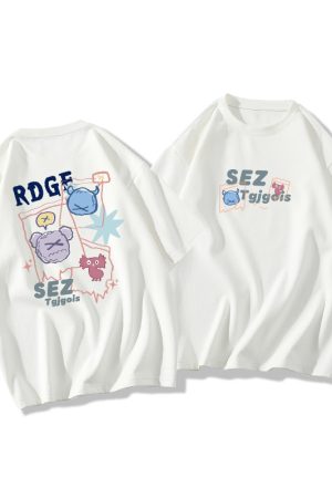 Plus Size Oversized Short Sleeve T-Shirt for Men and Women, Trendy Loose Fit Cotton Couple Top, Casual Streetwear