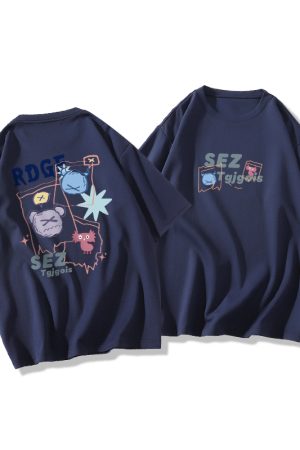 Plus Size Oversized Short Sleeve T-Shirt for Men and Women, Trendy Loose Fit Cotton Couple Top, Casual Streetwear