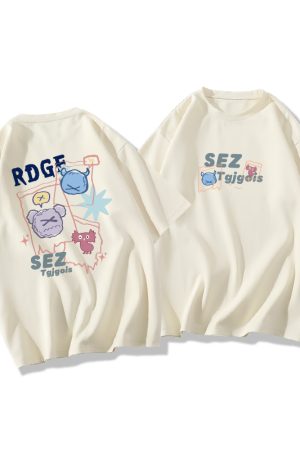 Plus Size Oversized Short Sleeve T-Shirt for Men and Women, Trendy Loose Fit Cotton Couple Top, Casual Streetwear