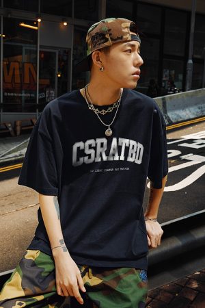 Plus Size Vintage Letter Short Sleeve T-Shirt - Trendy Heavyweight Unisex for Summer 2025 - Cool Feel American Style