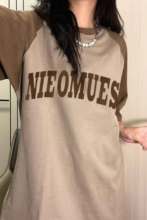 Plus Size Women's American Vintage Pure Cotton Raglan Short-Sleeve T-Shirt - Chic Loose Design, Niche Hong Kong Style