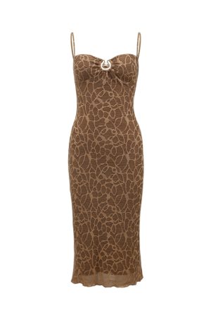 Princess Jasmine-Inspired Shell Lace Slim Fit Bodycon Dress with Camisole and Chest Pads - Y2K Fashion