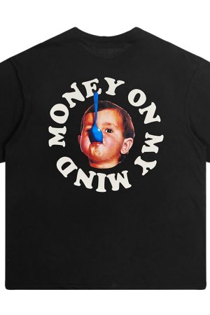 Pure Cotton Short Sleeve T-Shirt in Circular Letter Design - Inspired by 90s Y2K Style, Perfect for Casual Wear