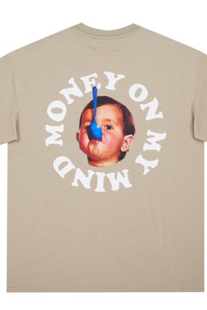 Pure Cotton Short Sleeve T-Shirt in Circular Letter Design - Inspired by 90s Y2K Style, Perfect for Casual Wear