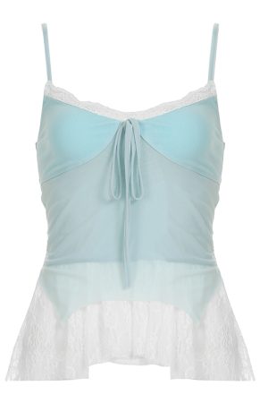 Pure Desire Blue Floral Mesh Lace Spliced Bodycon Skirt - Summer Vacation Style, Three-Dimensional Design, Trendy Y2K Fashion