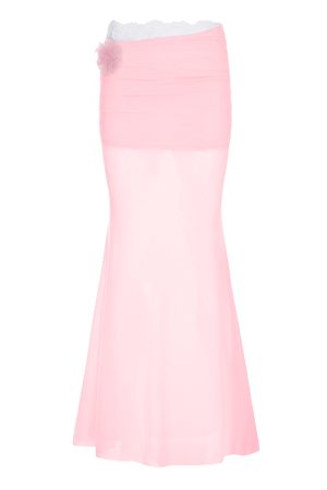 Pure Desire Blue Floral Mesh Lace Spliced Bodycon Skirt - Summer Vacation Style, Three-Dimensional Design, Trendy Y2K Fashion