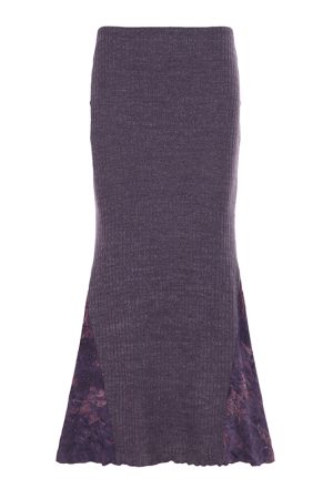 Purple Charm Printed Irregular Hem Mermaid Long Skirt with Elegant Neck Tie Top Set - Y2K Inspired Fashion Outfit