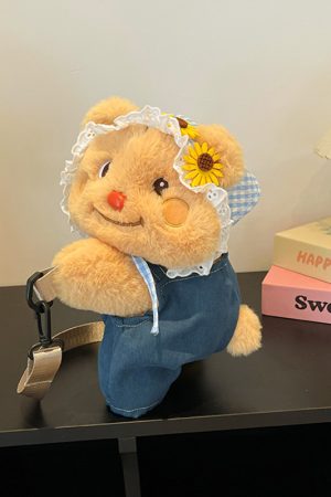 Quirky Cartoon Doll PAPA Bear Crossbody Bag for Women - Cute 2025 Style Phone Bag & Children's Backpack