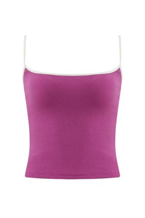 Red Slim Fit Camisole for Women - Stylish Short Top with Chest Pad, Perfect for Layering or Outdoor Wear