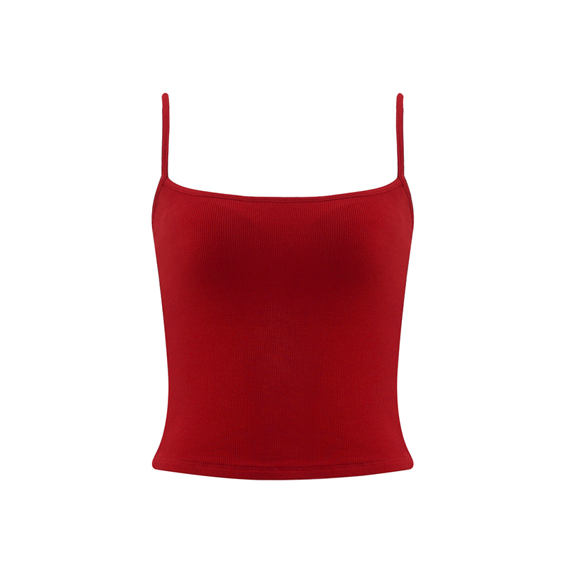 Red Slim Fit Camisole for Women - Stylish Short Top with Chest Pad, Perfect for Layering or Outdoor Wear Red Slim Fit Camisole for Women - Stylish Short Top with Chest Pad, Perfect for Layering or Outdoor Wear