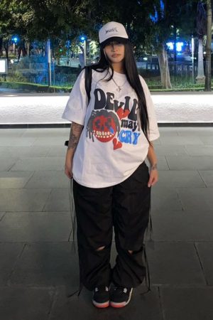 Retro Cartoon Skull Short Sleeve T-Shirt for Women - American Style, Summer Streetwear, Trendy 90s Inspired Top