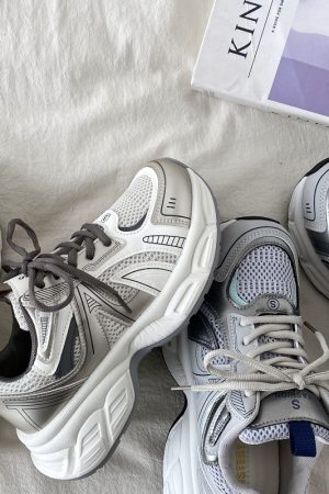 Retro Champagne Thick-Soled Sports Shoes for Women - Lightweight Breathable Casual Height-Increasing Dad Sneakers Spring 2025