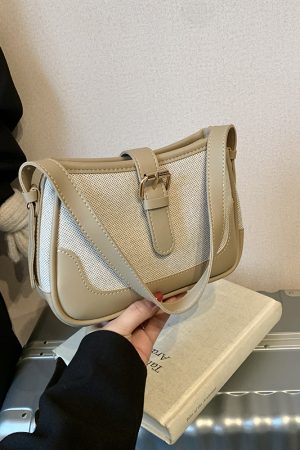 Retro Color-Blocking Handheld Shoulder Bag for Women - Spring/Summer 2025 High-End Crossbody Bag, Fashionable Casual Style