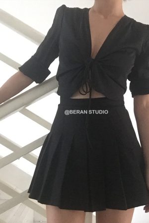 Retro Deep V Tie Long Sleeve Cardigan Shirt Top in Faux Silk - Solid Color Stylish Layering Piece