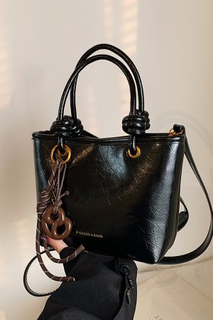 Retro Handheld Bucket Bag for Women - Minimalist Casual Shoulder Bag, 2025 Autumn Winter Style, Korean Fashion Trend