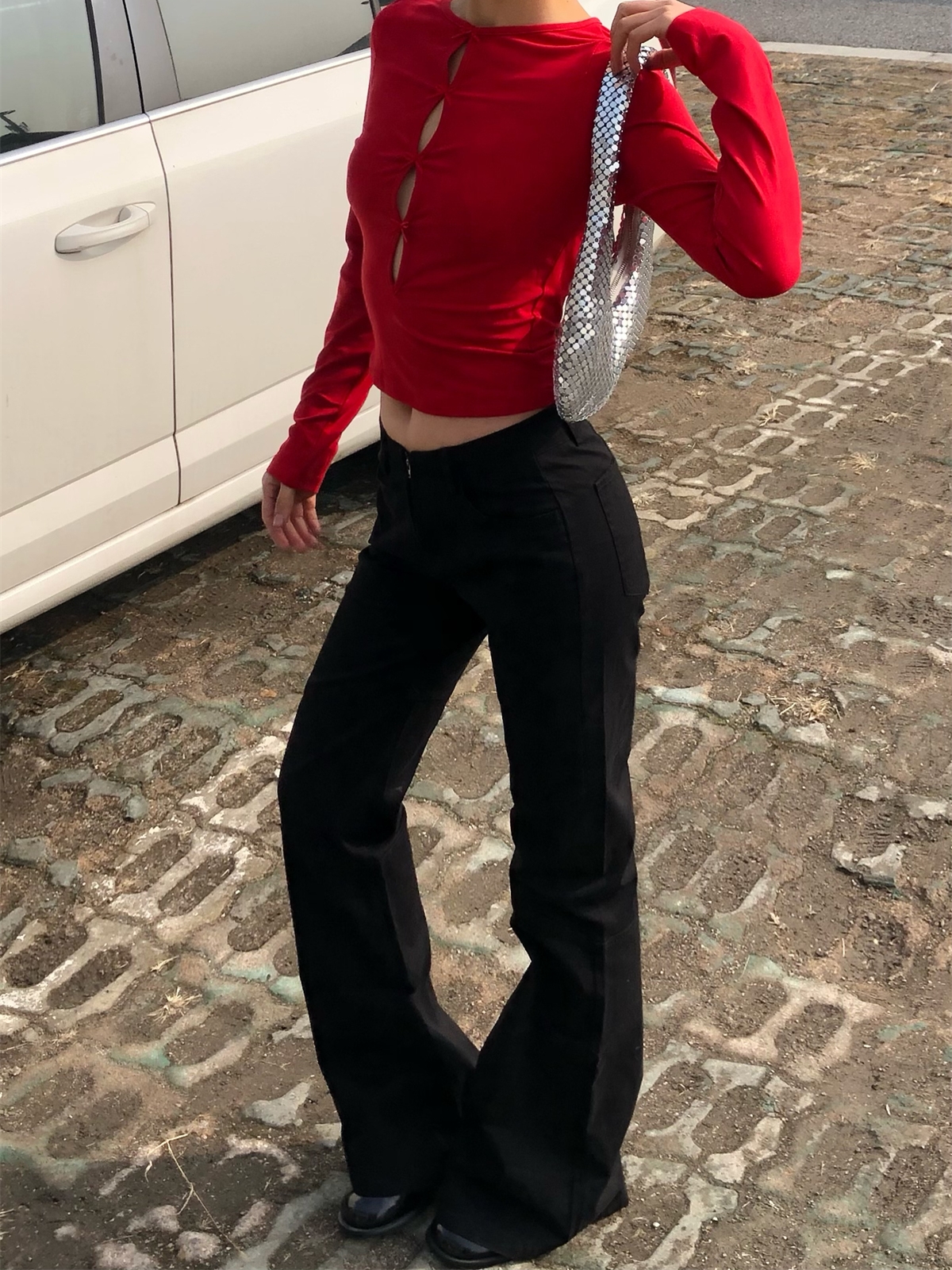 Retro High-Waisted Slim-Fit Leggings for Women - High Elasticity Casual Cotton Pants with Spicy Detail - Versatile American Style Retro High-Waisted Slim-Fit Leggings for Women - High Elasticity Casual Cotton Pants with Spicy Detail - Versatile American Style