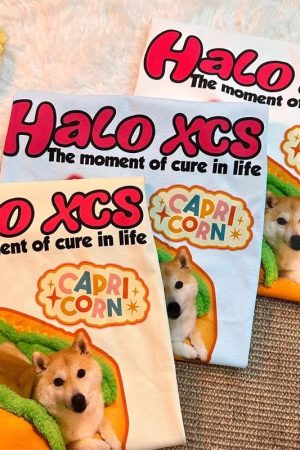 Retro Hot Dog Print Cotton Short-Sleeve T-Shirt for Men and Women - Plus Size Loose Trendy Couple Top