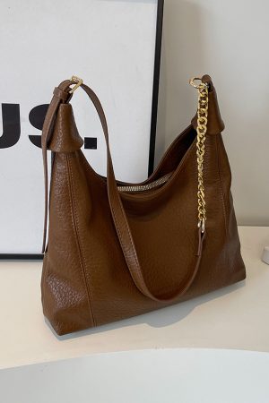 Retro Lychee Pattern Tote Bag for Women - Large Capacity Shoulder Bag for Commuting - 2025 Fashion Trend