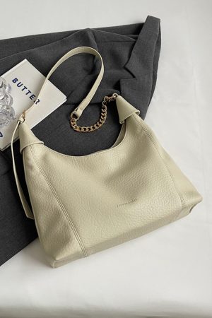 Retro Lychee Pattern Tote Bag for Women - Large Capacity Shoulder Bag for Commuting - 2025 Fashion Trend