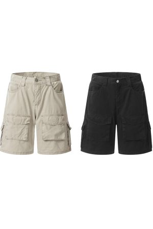 Retro Multi-Pocket Work Shorts for Men and Women - Casual Loose Washed Straight-Leg 5-Point Shorts in Japanese Summer Style