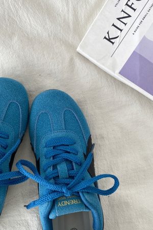 Retro Soft Sole Blue Sports Shoes for Women - Casual Flat A-Gan Racing Sneakers - 2025 Spring Collection