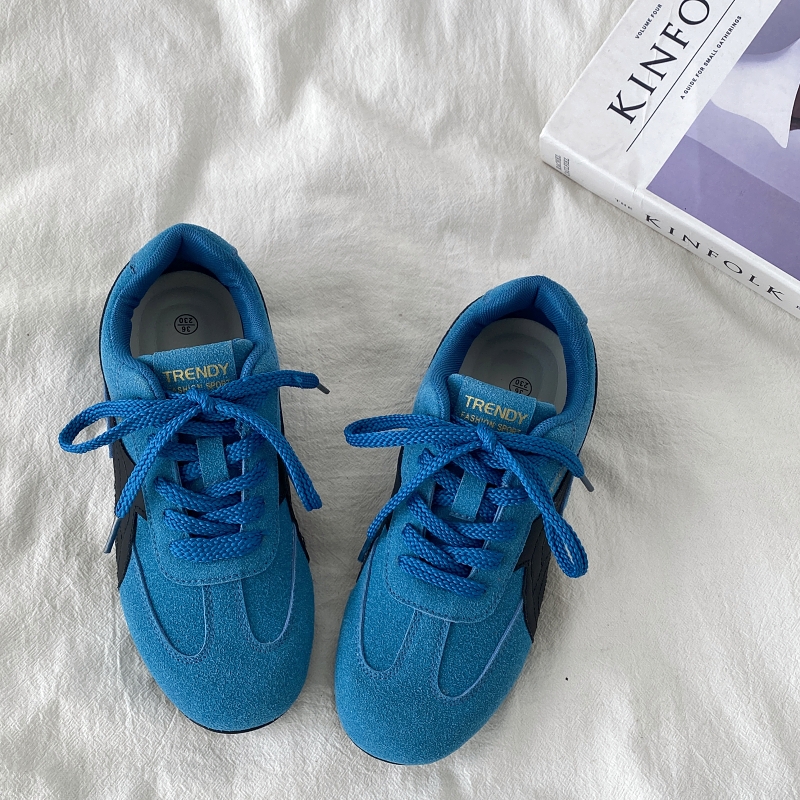 Retro Soft Sole Blue Sports Shoes for Women - Casual Flat A-Gan Racing Sneakers - 2025 Spring Collection Retro Soft Sole Blue Sports Shoes for Women - Casual Flat A-Gan Racing Sneakers - 2025 Spring Collection