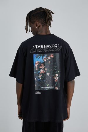 Retro Street Photography Pure Cotton Knitted Loose Short Sleeve T-Shirt for a 90s Inspired Look