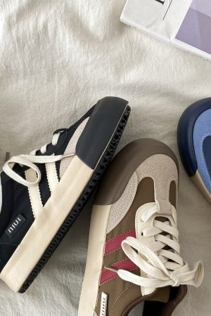 Retro Thick-Soled Women's Casual Sports Shoes - Versatile College Style for Spring 2025 - Trendy Y2K Inspired Footwear