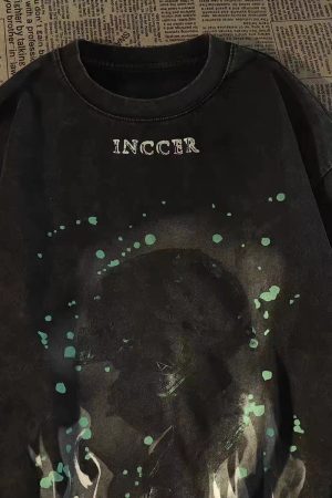 Retro Vintage Distressed Green Short Sleeve T-Shirt for Women - Trendy Summer Base Top in European and American Style