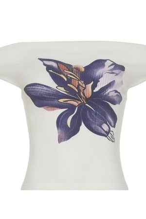 Retro Vintage Hot Girl Plant Print Midi Skirt - Trendy National Style Long Skirt for Y2K and 90s Fashion Lovers