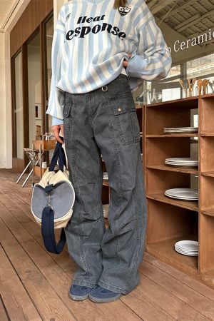 Retro Washed Vintage Multi-Pocket Straight-Leg Work Pants for Men and Women - Loose American Street Casual Style