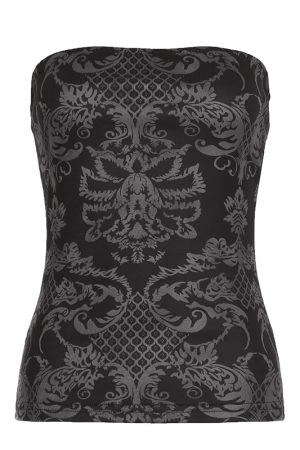 Retro Y2K Printed Slim Fit Strapless Women's Wrap Crop Top - Trendy Hot Girl Style