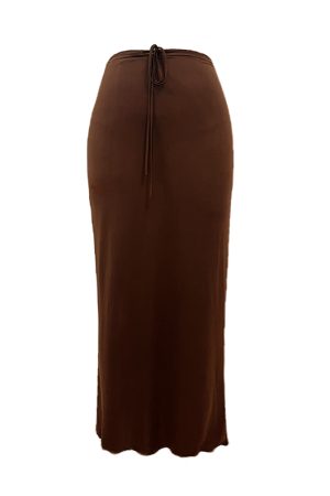Reversible Long Skirt in Ice Silk Feel - High-End Fabric, Slim Fit, Elastic Waist, Luxe Style for Effortless Elegance
