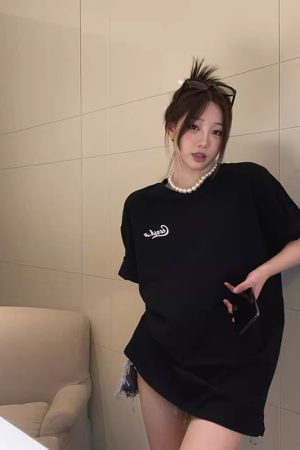 Rose Red Plus Size Loose Fit Cotton Short Sleeve T-Shirt for Women - Casual Mid-Length Top, Perfect for Everyday Wear