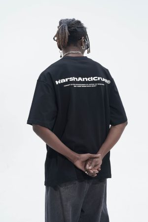 Rottweiler Head Graphic Short Sleeve T-Shirt in Harshandcruel Street Style - Trendy Urban Fashion for 90s and Y2K Lovers