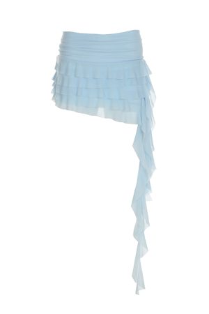 Ruffled Irregular Mesh Ribbon Half Skirt - Versatile Cake Skirt for Y2K and Korean Style Fashion