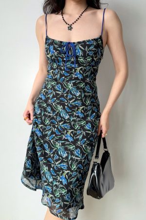 Self-Made Vintage Print Cami Dress - Mid-Length Vacation Dress for Effortless 90s and Y2K Style