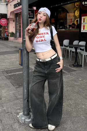 Sexy American Style Short Sleeve Crop Top T-Shirt for Women with Shoulder Letter Print, Slim Fit Midriff-Baring Inner Wear