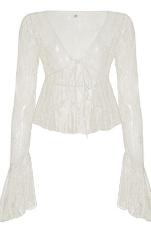 Sexy Lace Spliced Tulle Ruffle Ribbon Half Skirt - Niche Design Long Skirt for 90s and Y2K Fashion Lovers