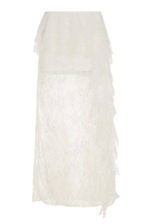 Sexy Lace Spliced Tulle Ruffle Ribbon Half Skirt - Niche Design Long Skirt for 90s and Y2K Fashion Lovers