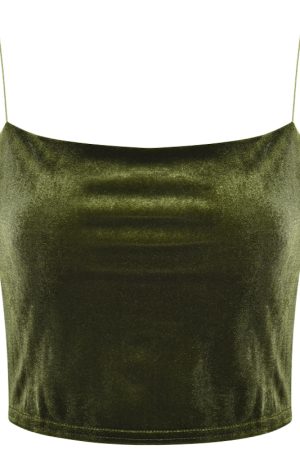 Sexy Off-Shoulder Velvet Camisole Crop Top for Women - Thin Strap High-Waisted Y2K Style