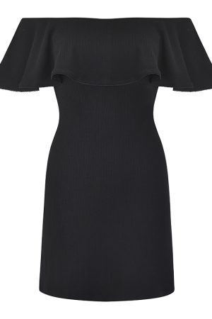 Sexy One-Shoulder Ruffled Black Bodycon Dress for Women - European American Style Short Skirt, Trendy Y2K Fashion