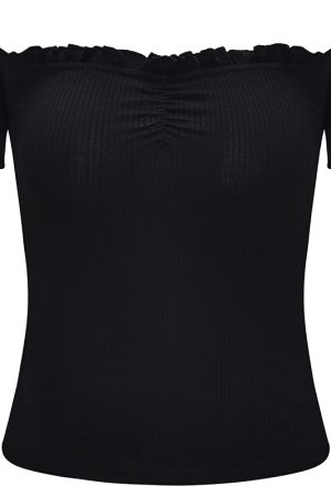 Sexy One-Shoulder Ruffled Puff Sleeve T-Shirt for Women - European & American Style Short Top, Trendy 90s Inspired Fashion