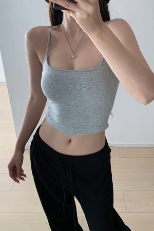 Sexy Slim Fit Thin Strap Tank Top for Women - Basic Versatile Outerwear with Chest Pad - Y2K Style