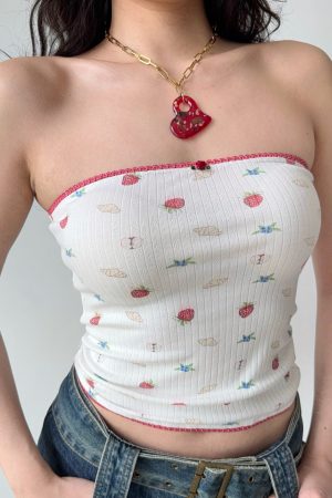 Sexy Strapless Printed Top for Women - Self-Made European American Style Summer Slim Fit Hot Girl Fashion