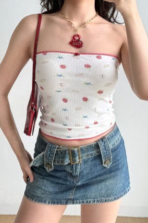 Sexy Strapless Printed Top for Women - Self-Made European American Style Summer Slim Fit Hot Girl Fashion