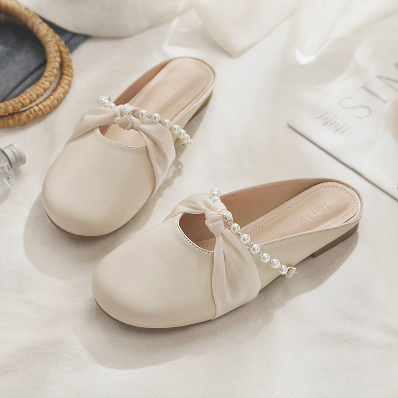 Sheepskin Closed-Toe Half Slippers for Women - 2025 Spring/Summer Lazy Fairy Style Flat Outdoor Footwear Sheepskin Closed-Toe Half Slippers for Women - 2025 Spring/Summer Lazy Fairy Style Flat Outdoor Footwear