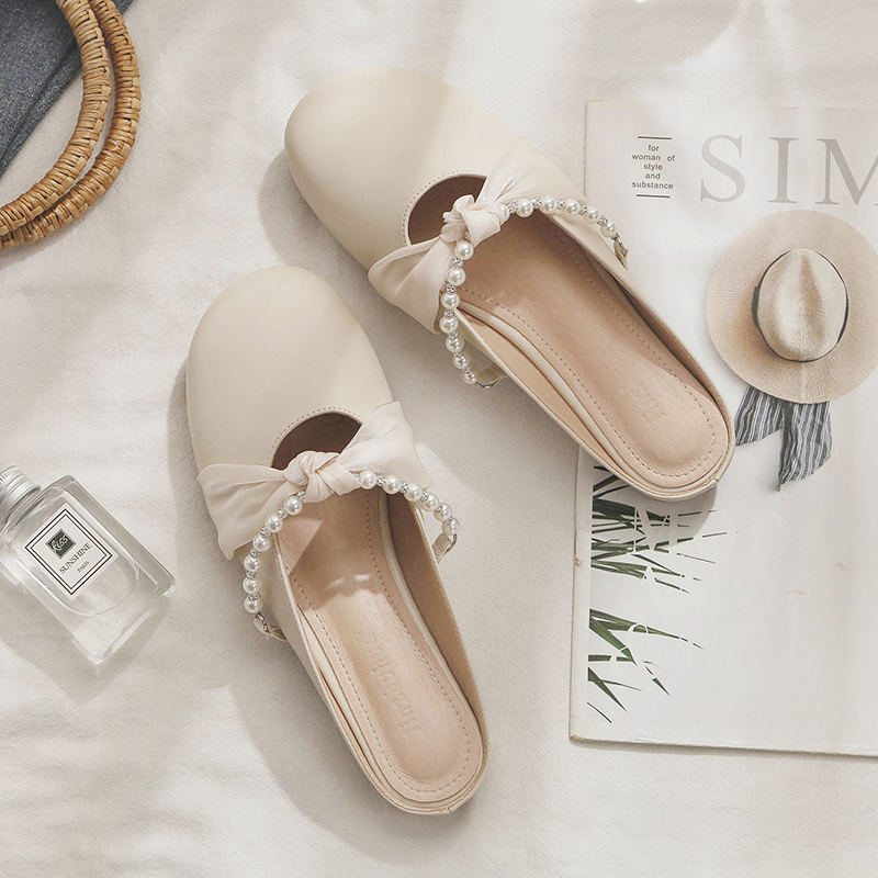 Sheepskin Closed-Toe Half Slippers for Women - 2025 Spring/Summer Lazy Fairy Style Flat Outdoor Footwear Sheepskin Closed-Toe Half Slippers for Women - 2025 Spring/Summer Lazy Fairy Style Flat Outdoor Footwear