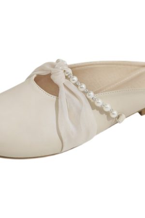 Sheepskin Closed-Toe Half Slippers for Women - 2025 Spring/Summer Lazy Fairy Style Flat Outdoor Footwear