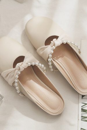 Sheepskin Closed-Toe Half Slippers for Women - 2025 Spring/Summer Lazy Fairy Style Flat Outdoor Footwear